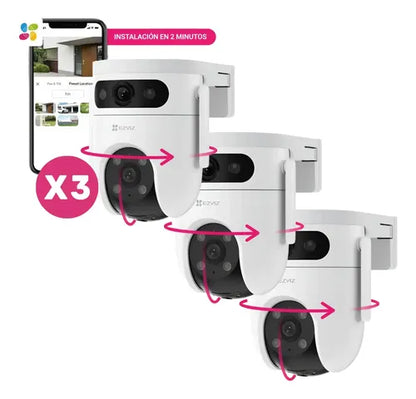 Pack 3 Cámaras Seguridad Exterior H9c 3k Full Hd Wifi Ezviz Blanco