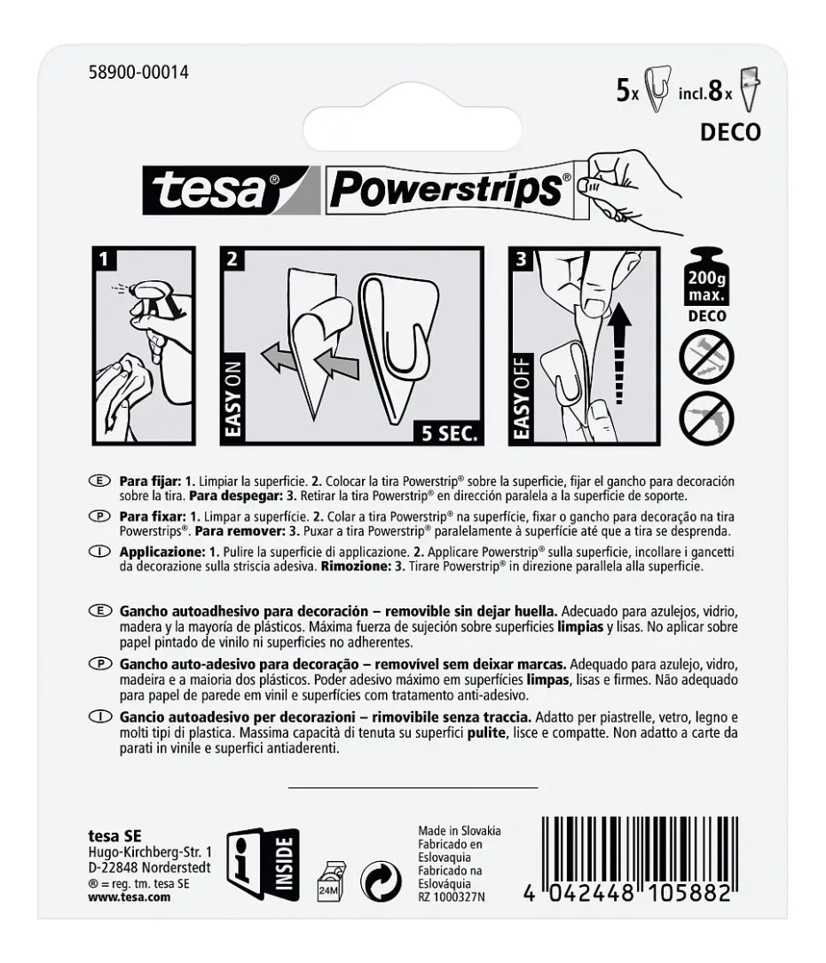 Gancho Adhesivos Decoración Transparentes 5 Unidades Tesa