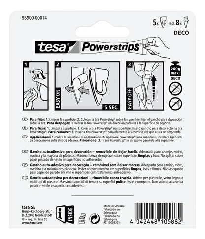 Gancho Adhesivos Decoración Transparentes 5 Unidades Tesa