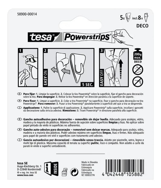 Gancho Adhesivos Decoración Transparentes 5 Unidades Tesa