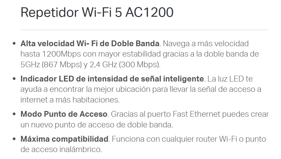 Repetidor Wi-fi Mesh Ac1200 Tp Link Re305 Doble Banda