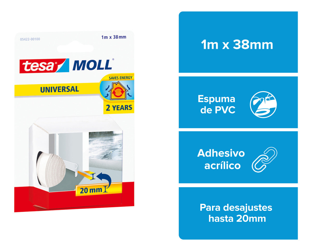 Tesamoll Universal Puertas Umbral 38mm X 1mt Blanco Tesa