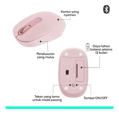Mouse Inalámbrico Logitech Bluetooth M196 Rosa