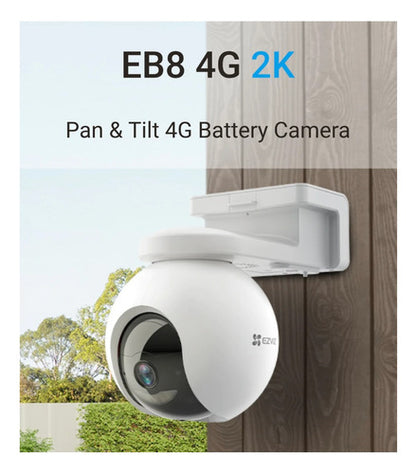 Cámara Pt Exterior Eb8 4g 2k Con Batería Tipo C Ezviz Blanco