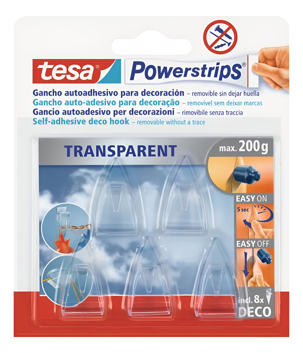 Gancho Adhesivos Decoración Transparentes 5 Unidades Tesa