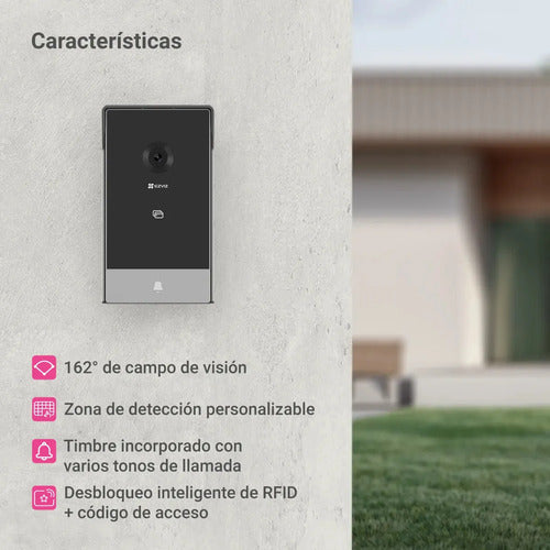 Video Portero Wifi Ezviz Smart Home Hp7 2k 3mp Doorphone Color Gris Oscuro