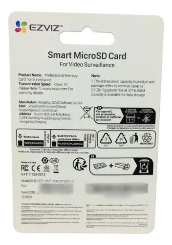 Tarjeta Memoria Ezviz Cscmt 64 Gb Micro Sd Alta Velocidad