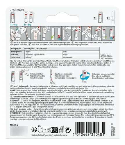 Blíster Clavo Adhesivo Ajustable Pared Yeso 1kg X8 U. Blanco