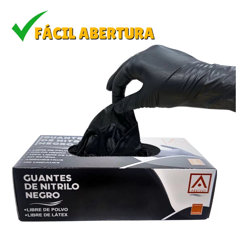 Guantes Nitrilo Talla M Caja 100 Unidades Negro