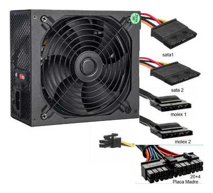 Fuente Poder Atx 650w Piv Conector 24 Pines Para Computadora
