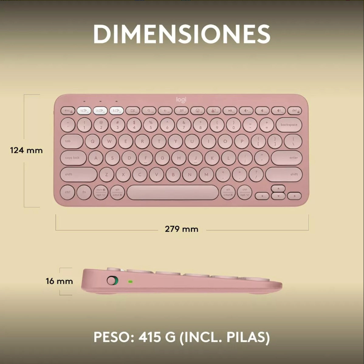 Teclado Portatil Compato Kebble Keys 2 K380s Logitech Rosa