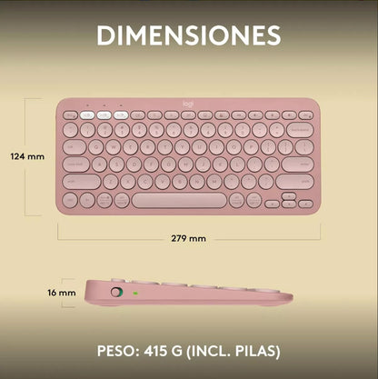 Teclado Portatil Compato Kebble Keys 2 K380s Logitech Rosa
