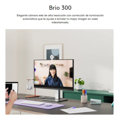 Webcam Brio 300 Logitech 2mp Full Hd 1080p/30fps Usb-c