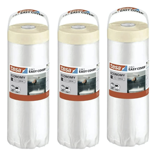 Pack 3 Plástico Protector Adhesivo 15mt X 2600mm 2 En 1 Tesa