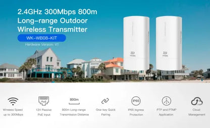 Enlace (par) 2.4ghz 300mbps 800mts Wi-tek Wk-wb08-ki