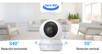 Cámara Seguridad Wifi H6c Pro 2k Con Micro Sd 64 Gb Ezviz Blanco