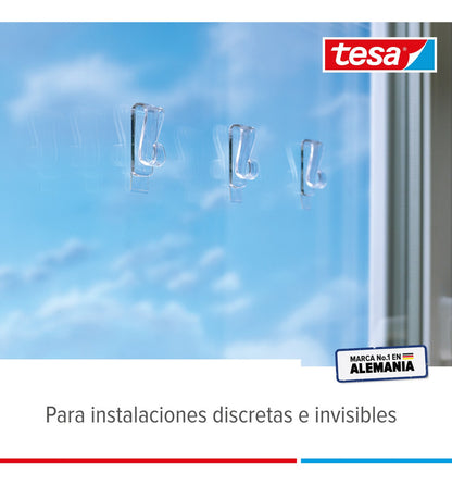 Pack X 2 Gancho Adhesivo Superficies Transparentes Tesa