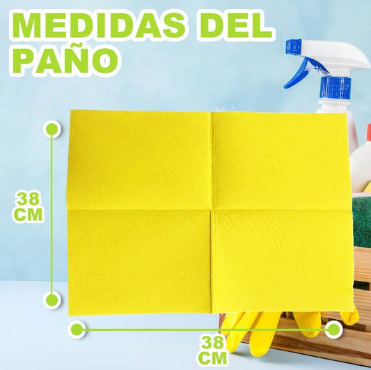Paño Multiuso Aseo 38x38cm Amarillo 10 Unidades Absorbente
