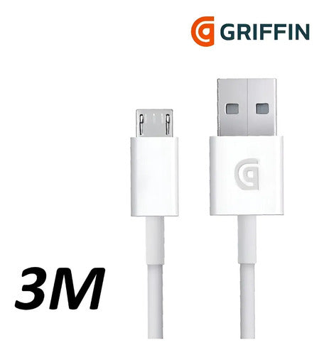 Cable Microusb Android Carga Datos Flat Griffin 3m Pack 2 Blanco