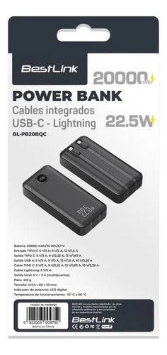 Power Bank 20000mah Bestlink 22.5w Carga Rapida Pantalla Negro