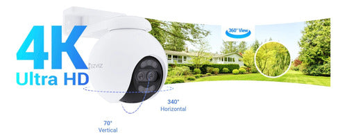 Cámara Seguridad Exterior H80x Lente Dual 360° 4k 2mp Ezviz Blanco