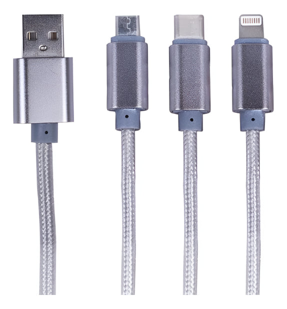 Cable Carga Rápida 3 En 1 Micro Usb iPhone Tipo C Philco