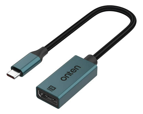 Adaptador Usb-c A Displayport 8k 60hz Onten Otn-uc953 Azul Petróleo