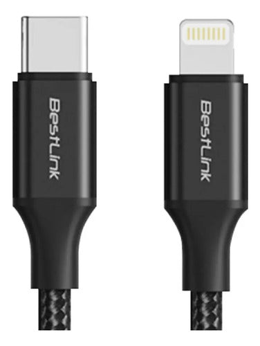 Cable Carga Rapida Usb-c A Lightning 27w 1 Metro Trenzado Negro