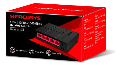 Switch 5 Puertos Gigabit Mercusys Ms105g Serie Desktop