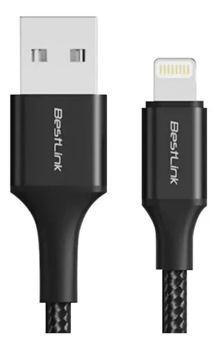 Cable Carga Rápida Usb-a A Lightning 2,4a Trenzado Bestlink Negro