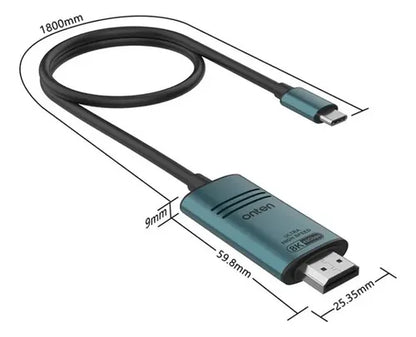 Cable Adaptador Onten Usb C Hdmi 8k 1.8 Metros Otn-uc982