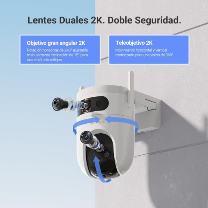 Cámara Panorámica Pt 360 Wifi H9c Dual 2k Exterior Ia Ezviz