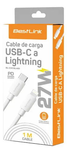 Cable Carga Usb-c A Lightning 27w Pvc 1m / Mod. Bl-chcbl460 Blanco