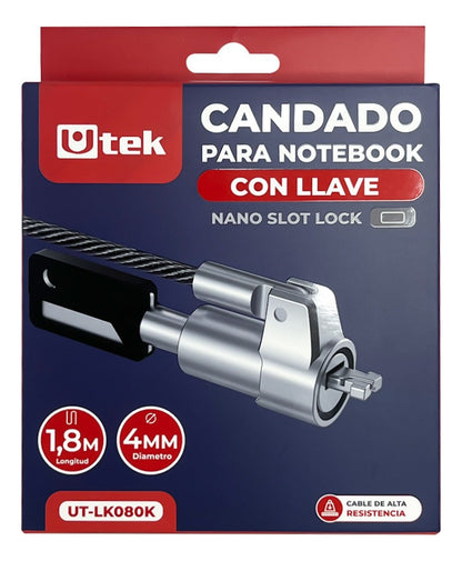 Candado Notebook Slot Nano Con Llave 1,8m Ut-lk080k Utek