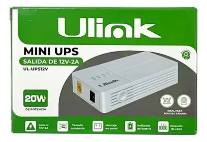Mini Ups Respaldo Energía 12v 24w Modem Cámaras Ulink Blanco
