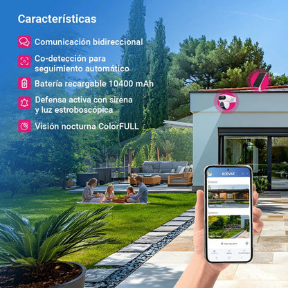 Camara Seguridad Kit Dual Hb90 2k+ 4g/wifi Panel Solar Ezviz Blanco