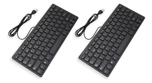 Mini Teclado Usb 78 Teclas Compacto Portable Pack 2 Unidades Negro Español Latinoamérica