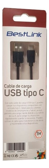 Cable Cargador Sincronizador Usb A Usb Tipo C 1 M Bl-ch600