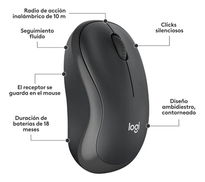 Kit Teclado Y Mouse Inalámbrico Silencioso Mk295 Logitech Es