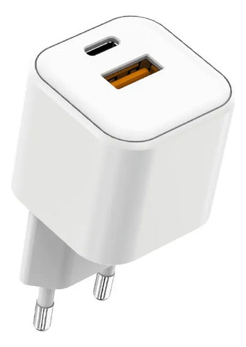 Cargador Pared 35w Dual Usb A Usb C Quick Charge 3.0 Blanco