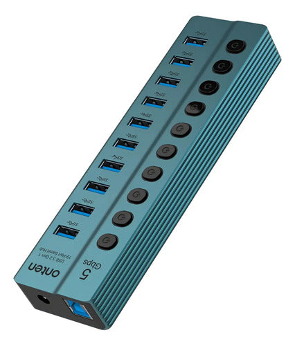 Hub 10 Puertos Usb 3.0 Con Switch Otn-5308 Onten Gris Oscuro