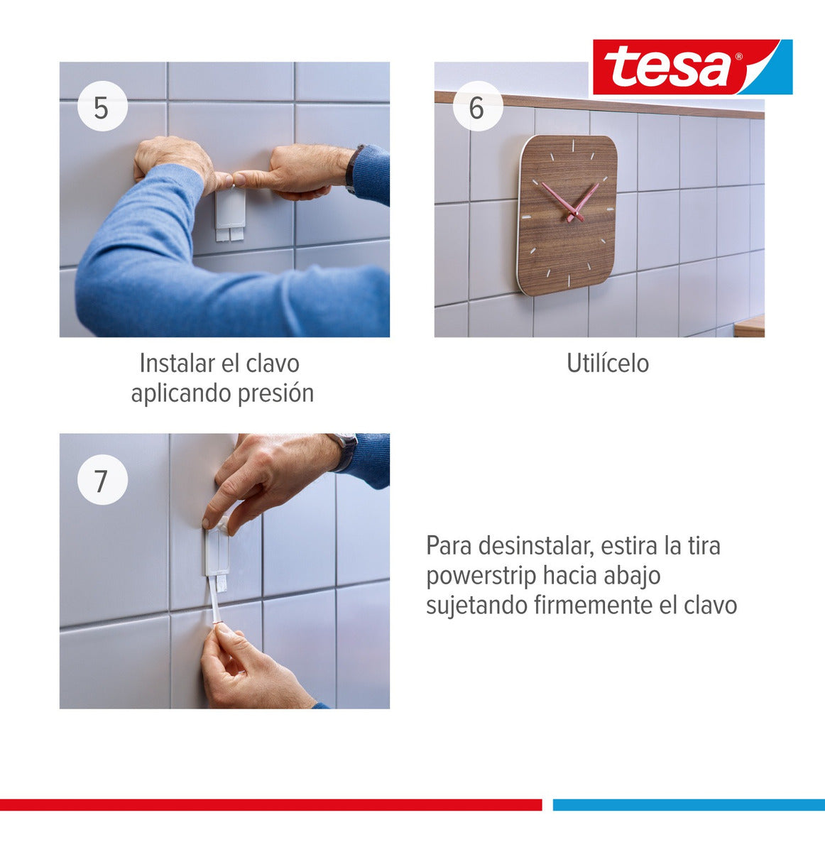 Pack 2 Blíster Clavo Adhesivo Tesa Para Azulejos Y Metal 4kg