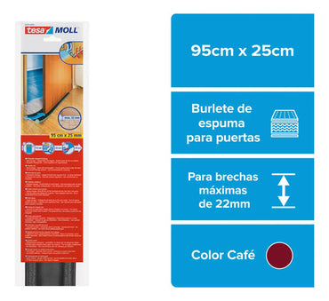 Protector Burlete Aislante Doble Puerta 25mm X 95cm Tesa Marrón