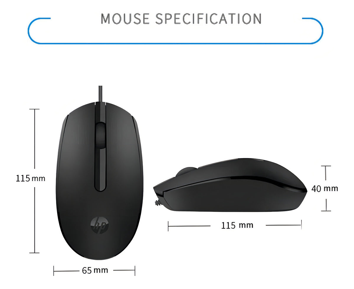 Mouse Óptico Alámbrico Usb Hp M10 Negro 1200 Dpi