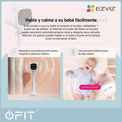 Camara Seguridad Monitor Bebe Wifi Ezviz Bm1 1080p A Bateria Celeste