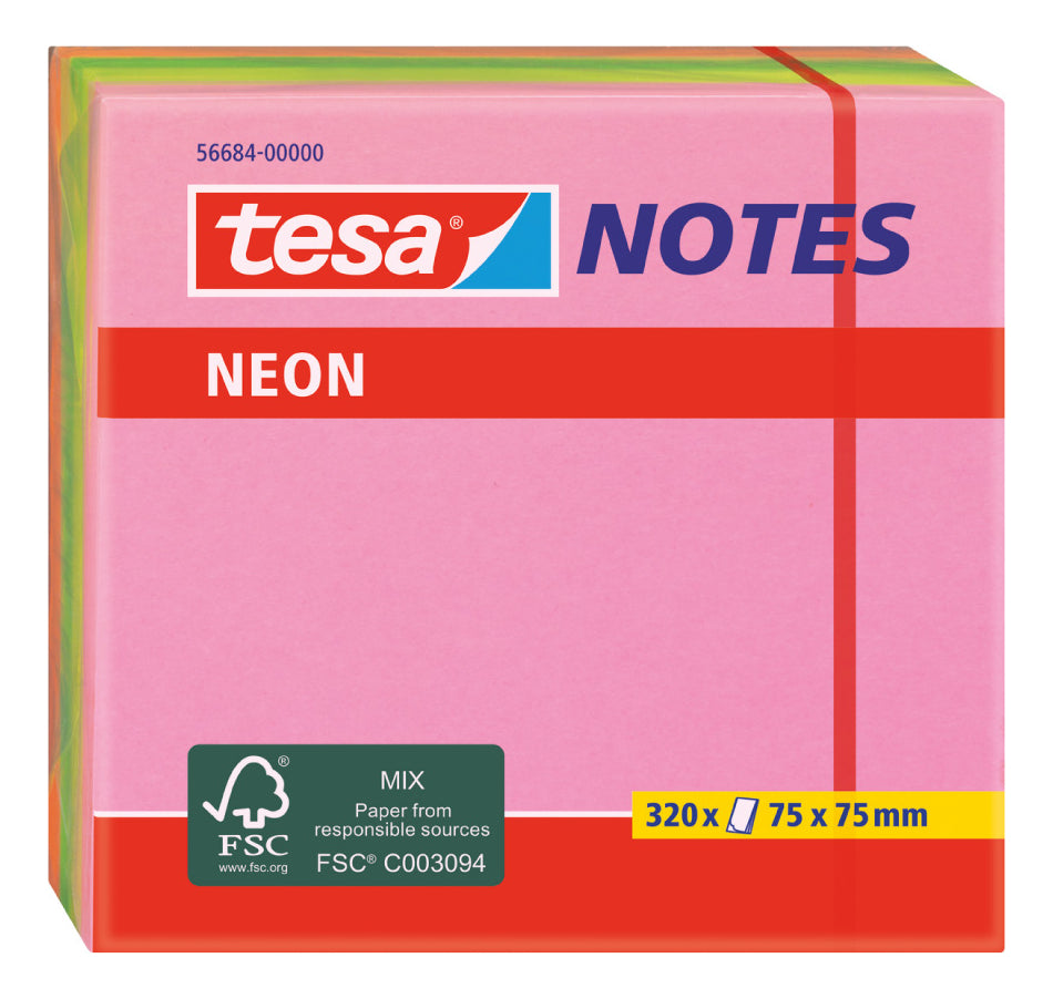 Notas Adhesivas Taco 75 X 75 Neón 4 Colores 320 Hojas Tesa