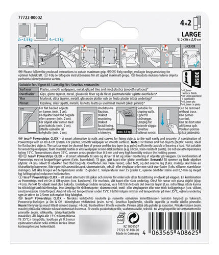 Tiras Adhesivas Click Colgar Cuadro 4x2 Large Tesa Blanco