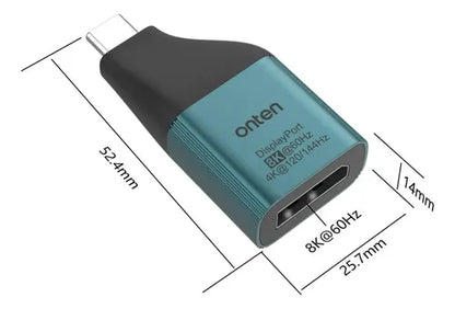Adaptador Usb-c A Displayport 8k 60hz Compacto Onten Uc103 - Azul Petróleo
